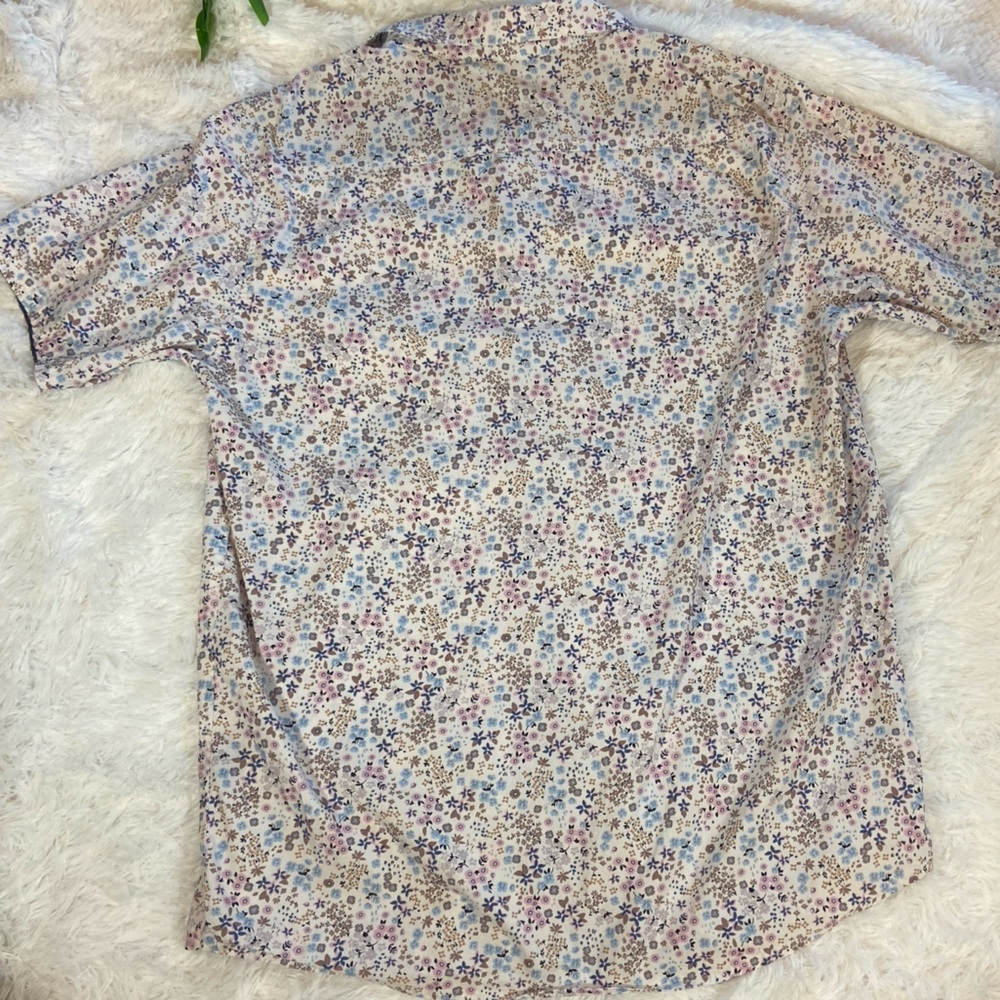 Distortion Mens Floral Button Up Short Sleeve Shirt Size 2XL - Picture 6 of 13